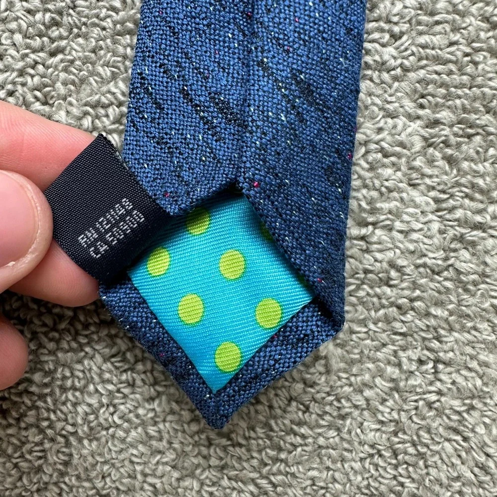 Ted Baker London Mens Blue Wool Silk Blend Textured Flecked Skinny Tie 2.75